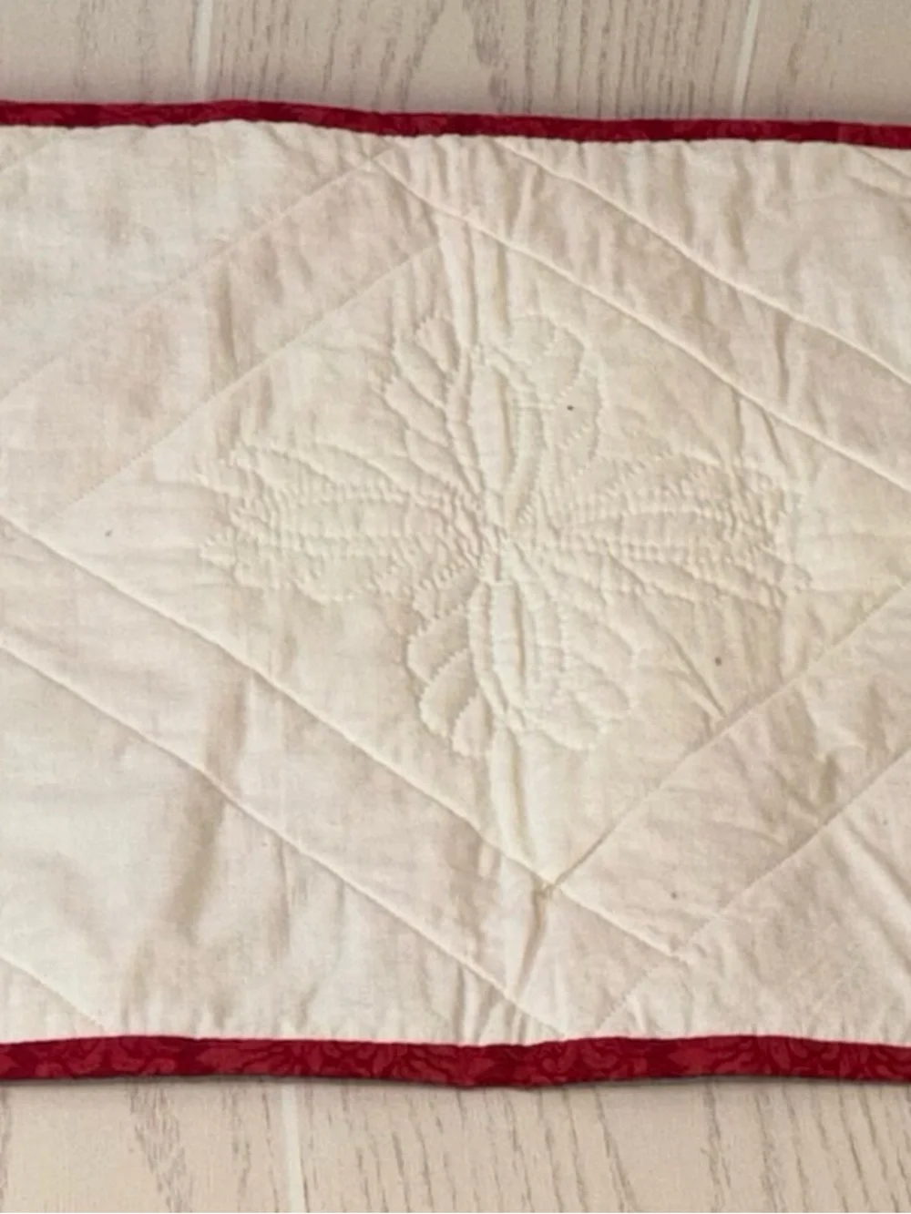 Handmade Quilted Christmas Table Runner Cottage Core 42x14
